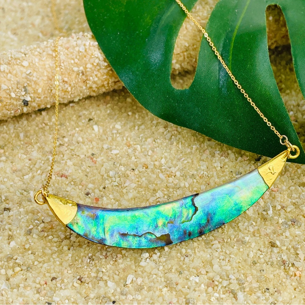 14k Gold Filled Chain | Abalone Crescent Moon Necklace